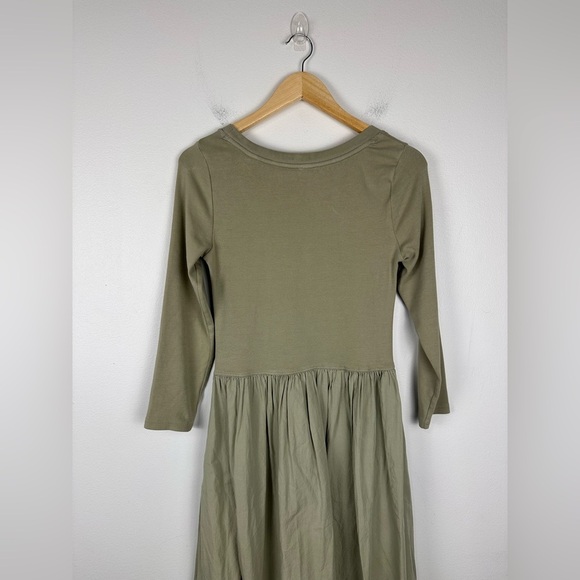 Free People Sage Green Beach Aelia Drop-Waist Midi Dress Flared Women’s Sz M - Picture 7 of 9